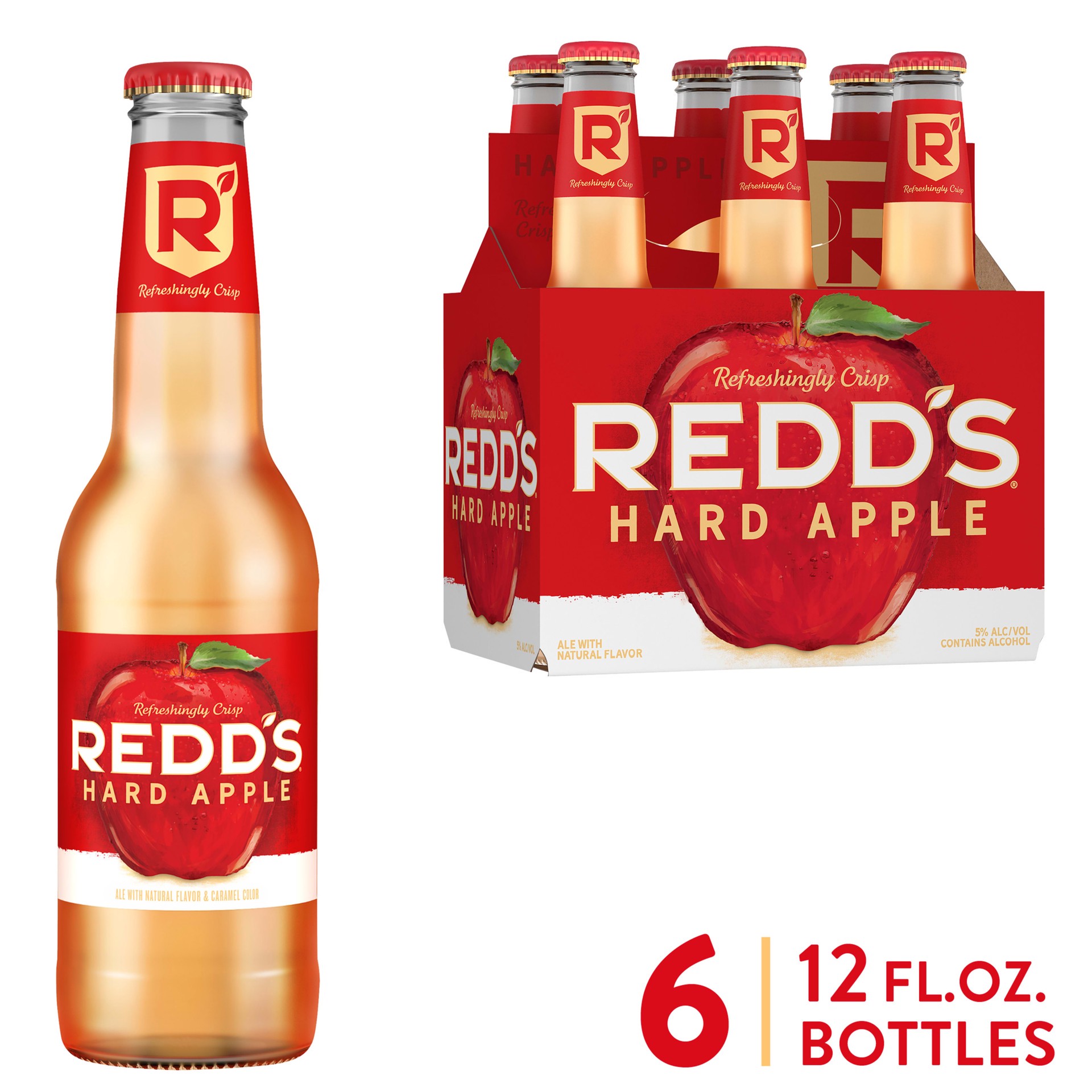 slide 1 of 3, REDD'S HARD APPLE Flavored Malt Beverage Beer, 6 ct; 12 oz