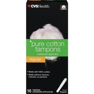 slide 1 of 1, CVS Health Pure Cotton Tampons, Regular, 16 ct