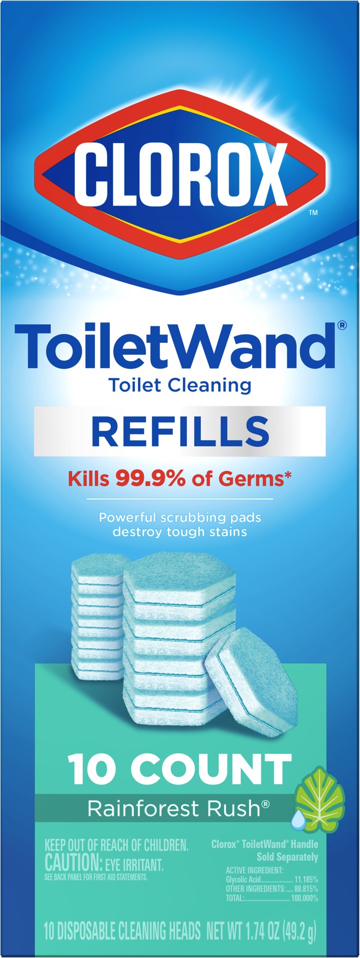 slide 3 of 5, Clorox Rainforest Rush Toilet Wand Refills 10 ea, 10 ct