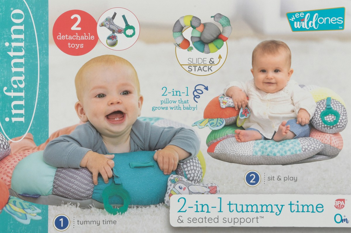 slide 6 of 9, Infantino Wee Wild Ones 0+ Months Slide & Stack Tummy Time & Seated Support 2-in-1 Pillow 1 ea, 1 ct