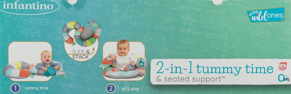 slide 9 of 9, Infantino Wee Wild Ones 0+ Months Slide & Stack Tummy Time & Seated Support 2-in-1 Pillow 1 ea, 1 ct