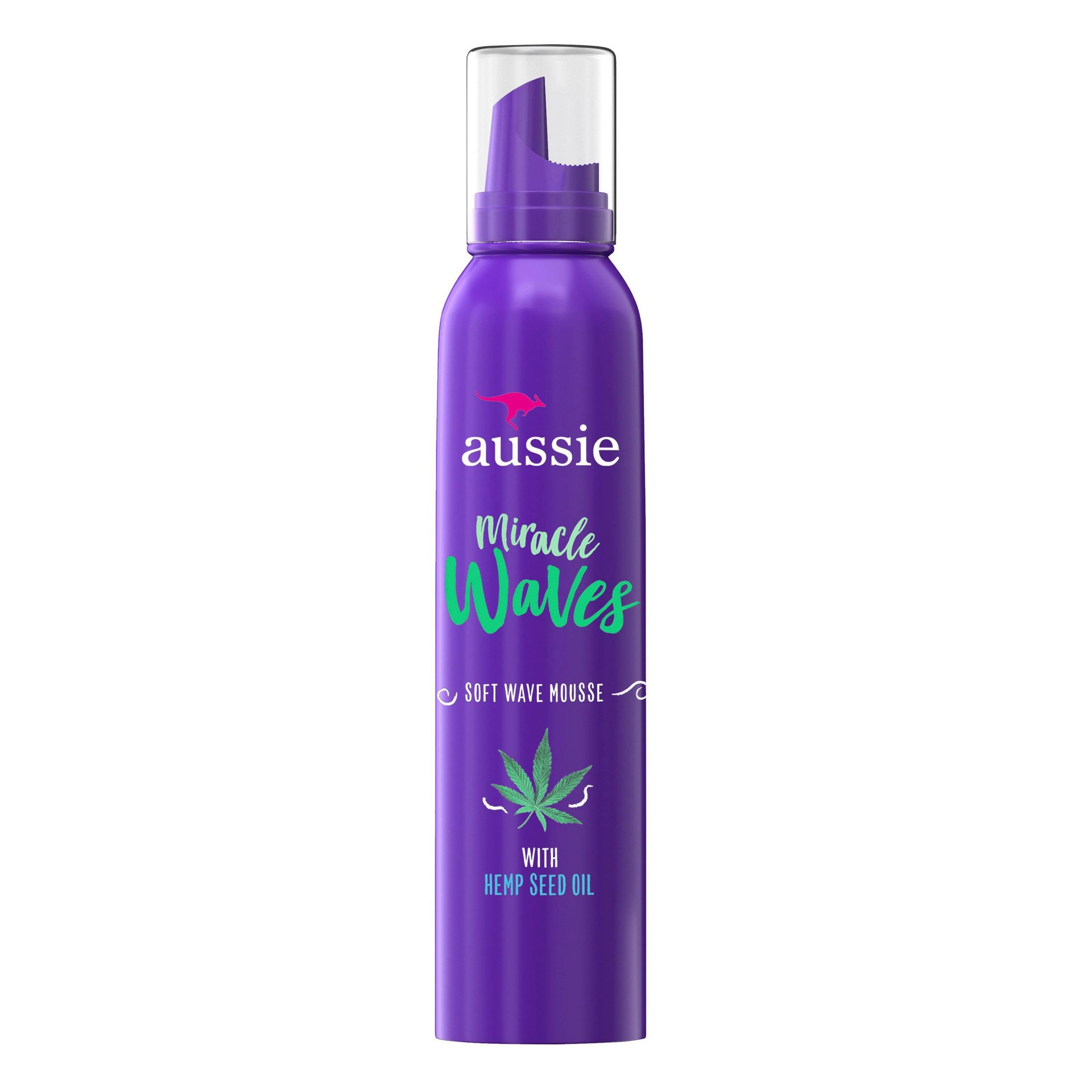 slide 1 of 1, Aussie Miracle Waves Soft Wave Mousse with Hemp Seed Oil, Paraben Free, Sulfate Free, 6 oz