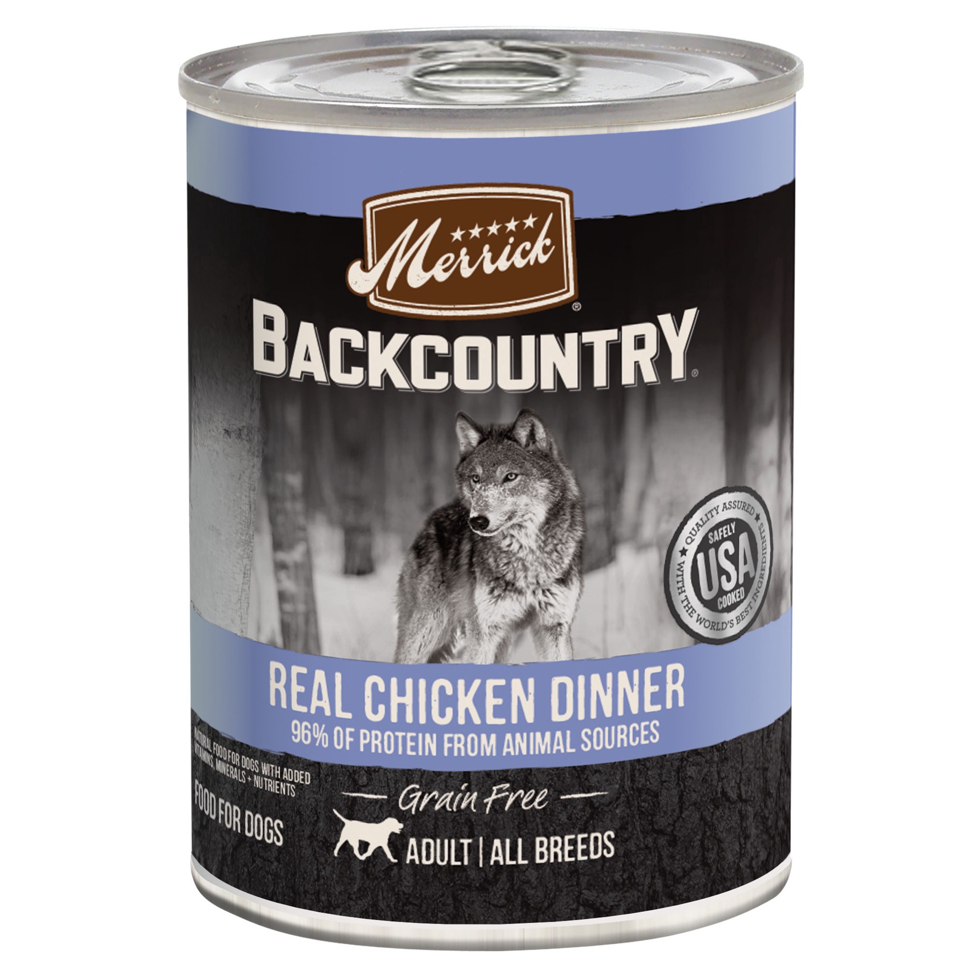 slide 1 of 9, Merrick Backcountry Grain Free Premium Canned Dog Food, Soft And Healthy Wet Recipe, Real Chicken Dinner, 12.7 oz