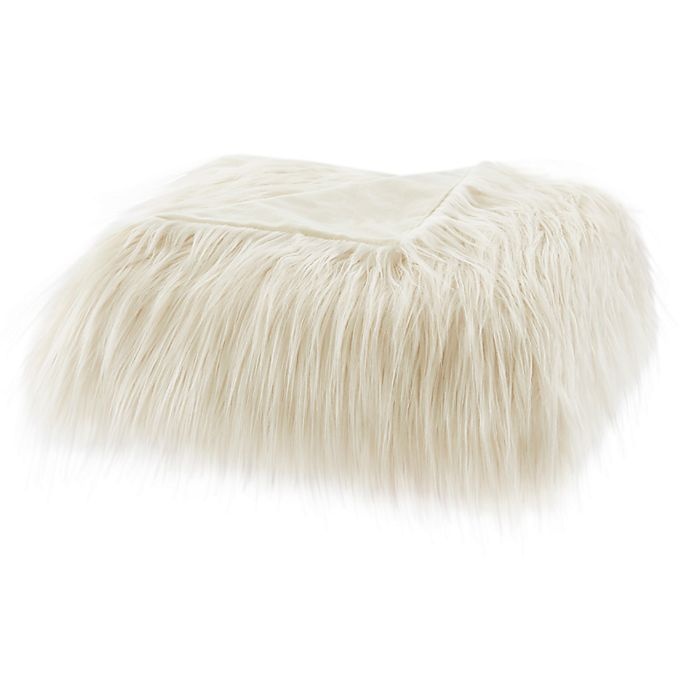 slide 1 of 2, Madison Park Edina Long Faux Fur Throw Blanket - Ivory, 1 ct