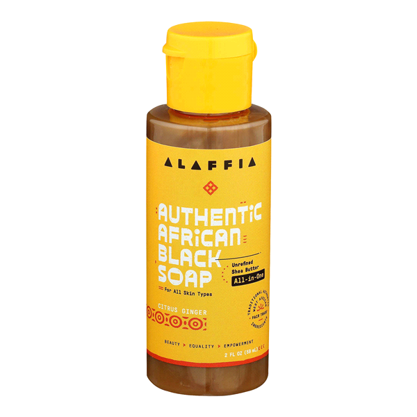 slide 1 of 1, Alaffia Travel Size All-In-Once Citrus Ginger Authentic African Black Soap, 2 oz