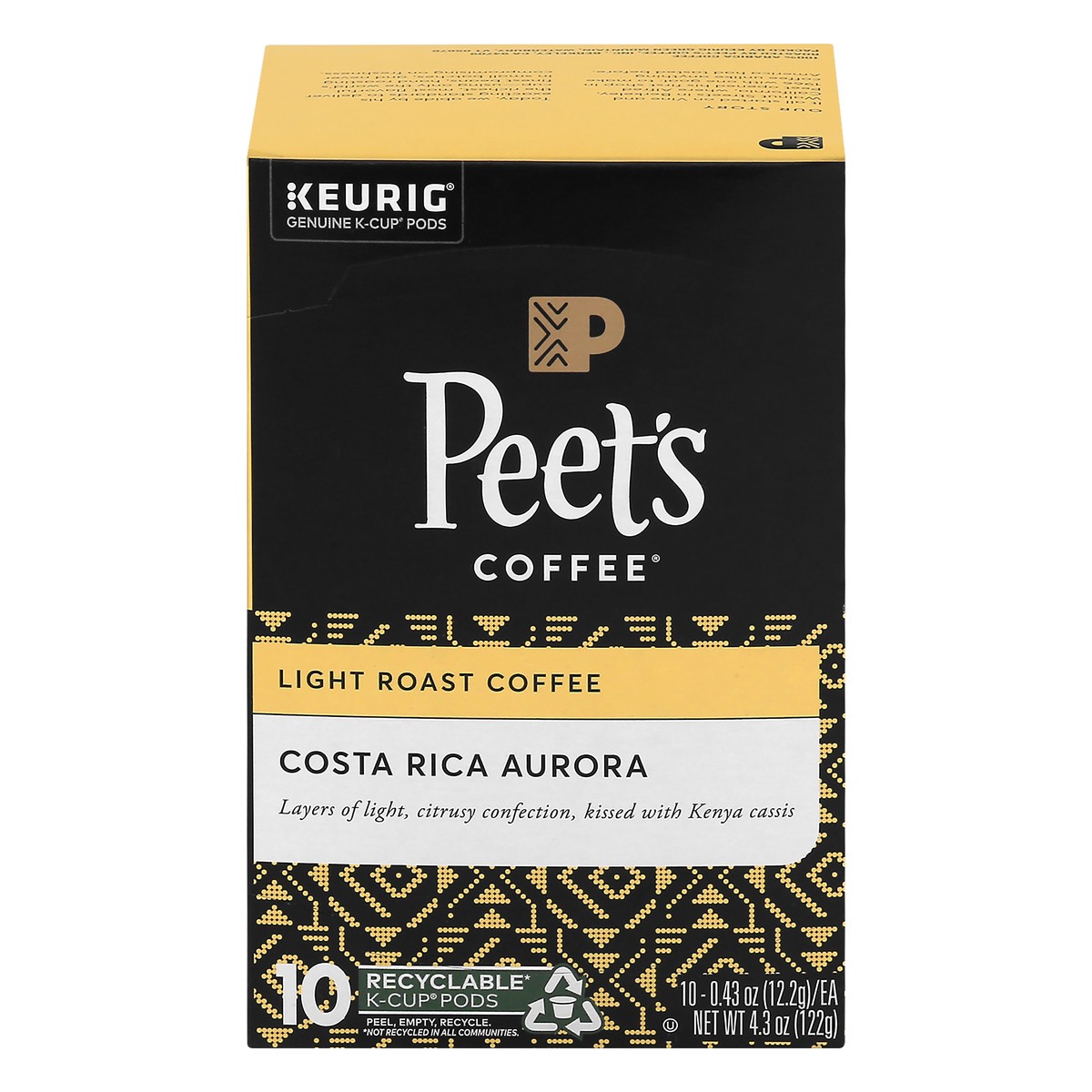 slide 1 of 8, Peet's Coffee Costa Rica Aurora Light Roast Coffee K-Cup Pods 10 ct Box, 10 ct