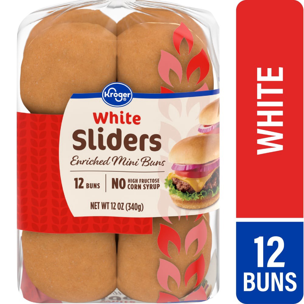 slide 4 of 4, Kroger White Sliders Enriched Mini Buns, 12 ct