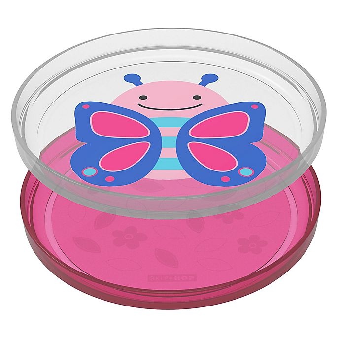 slide 2 of 4, Skip Hop SKIP*HOP Butterfly Zoo Smart Non-Slip Plates - Pink, 2 ct