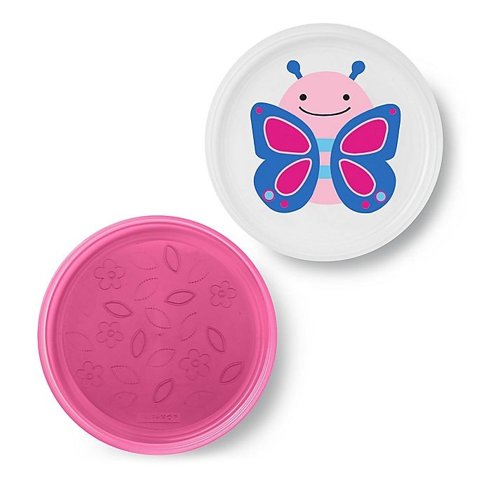 slide 1 of 4, Skip Hop SKIP*HOP Butterfly Zoo Smart Non-Slip Plates - Pink, 2 ct