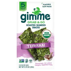 gimMe Organic Roasted Teriyaki Seaweed Snacks Value Pack 5 - 0.14 oz Packs