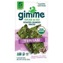 gimMe Organic Roasted Teriyaki Seaweed Snacks Value Pack 5 - 0.14 oz Packs