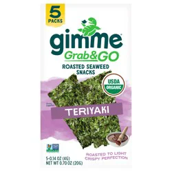 gimMe Organic Roasted Teriyaki Seaweed Snacks Value Pack 5 - 0.14 oz Packs