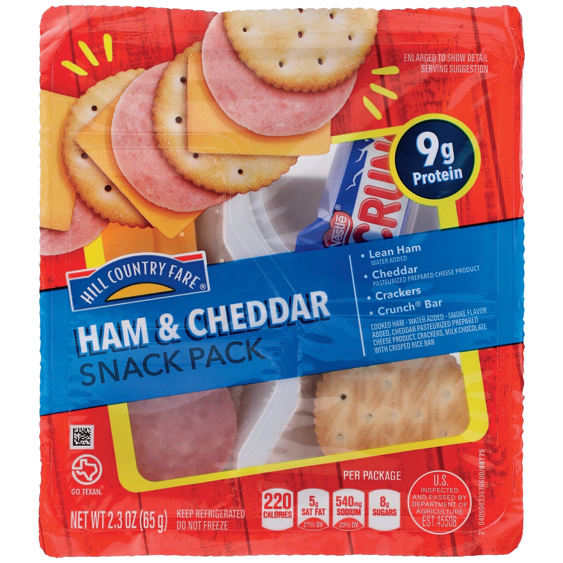 slide 1 of 1, Hill Country Fare Ham & Cheddar Snack Tray, 2.3 oz