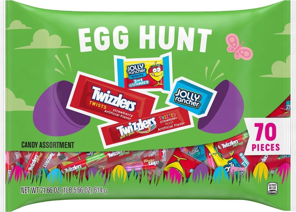 slide 1 of 1, TWIZZLERS and JOLLY RANCHER Fruit Flavored Assortment, Easter Candy Treats Variety Bag, 21.66 oz (70 Pieces), 21.66 oz