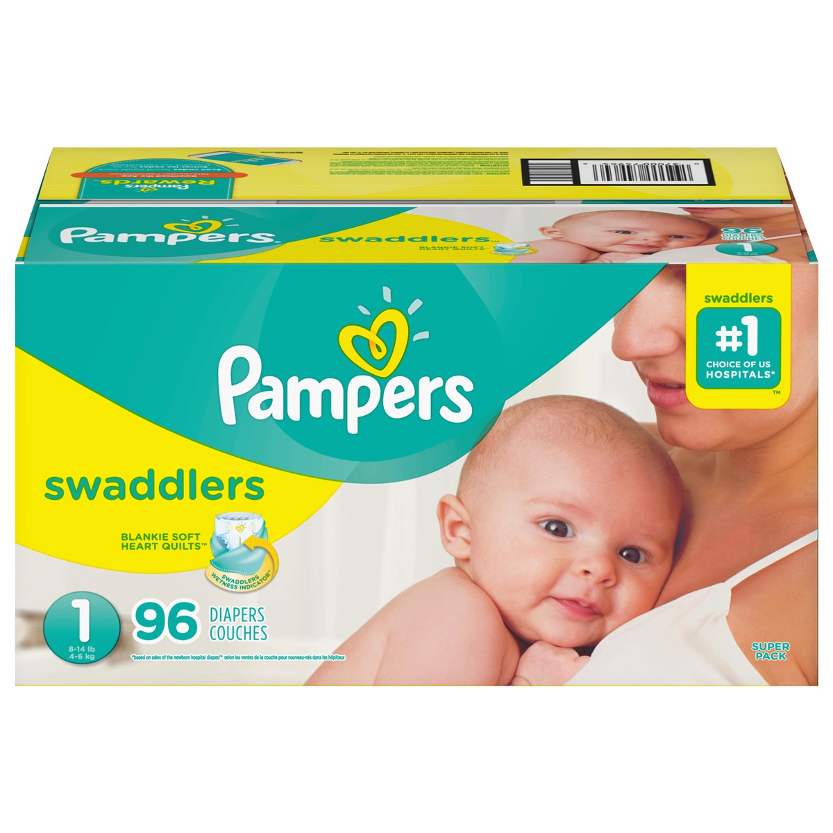 slide 1 of 3, Pampers Swaddlers Newborn Diapers Size 1 96 Count, 96 ct
