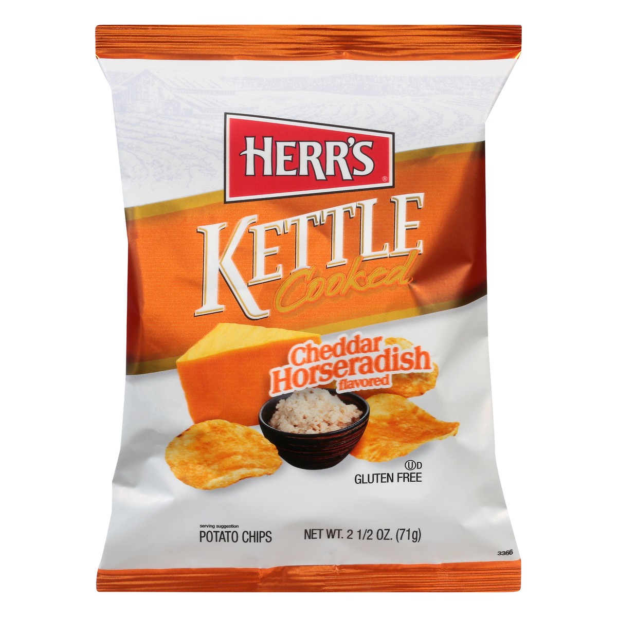 Herr's Kettle Cooked Cheddar Horseradish Flavored Potato Chips 2.5 oz 2