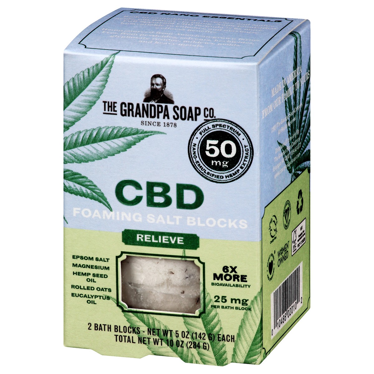 slide 8 of 12, The Grandpa Soap Co. CBD Relieve Foaming Salt Blocks 2 ea, 2 ct