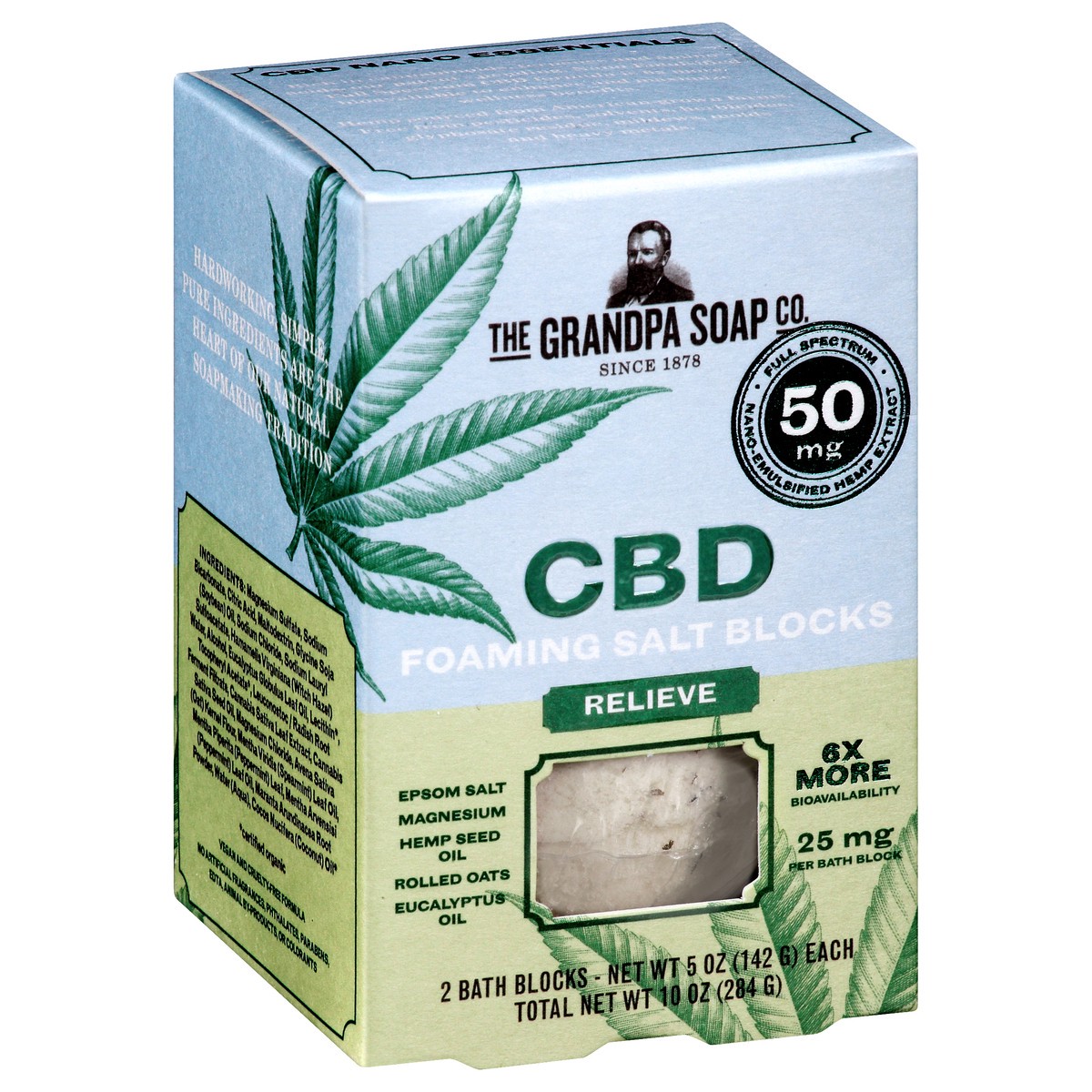 slide 3 of 12, The Grandpa Soap Co. CBD Relieve Foaming Salt Blocks 2 ea, 2 ct