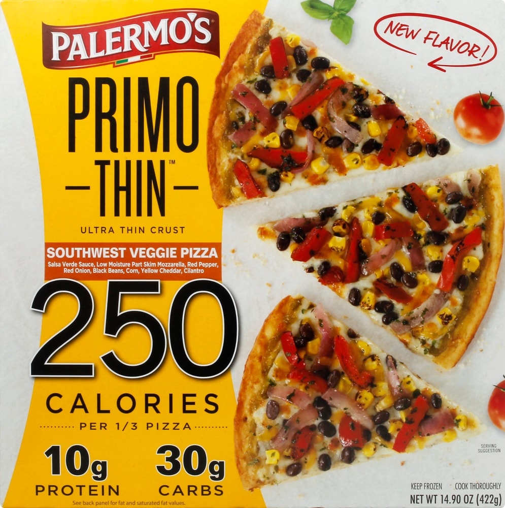 slide 1 of 1, Palermo's Southwest Style Veggie Primo Thin Pizza, 14.9 oz