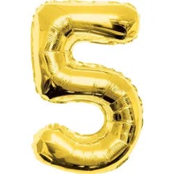 Shape Number 5 Gold Air-Filled Balloon