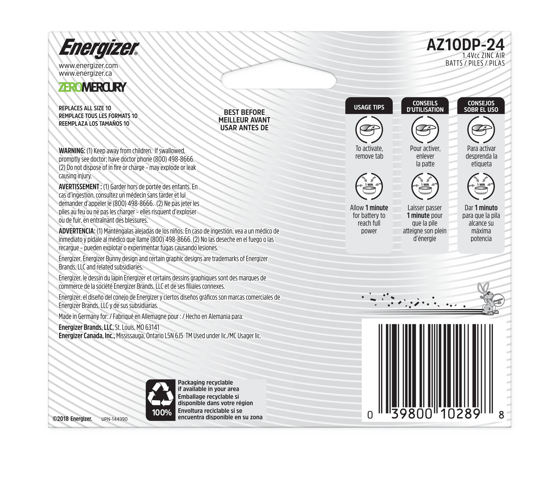 slide 2 of 2, Energizer EZ TURN & LOCK Size 10 24-Pack, 24 ct