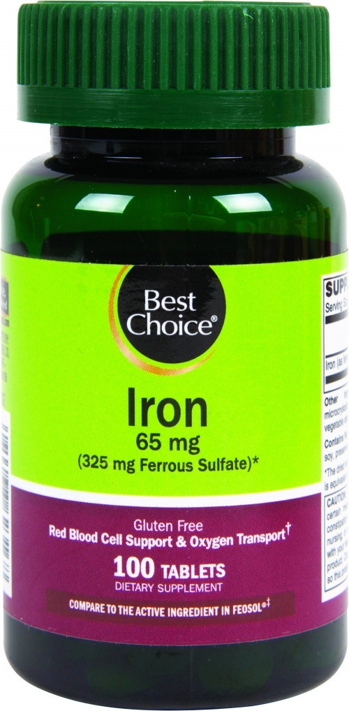 slide 1 of 1, Best Choice Iron 65 Mg Tablets, 100 ct