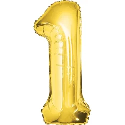 Shape Number 1 Gold Air-Filled Balloon