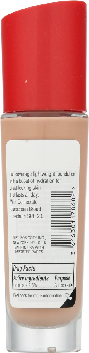 slide 7 of 13, Rimmel London Broad Spectrum SPF 20 Classic Beige 201 Lasting Finish Full Coverage Liquid Foundation 1 fl oz, 30 ml