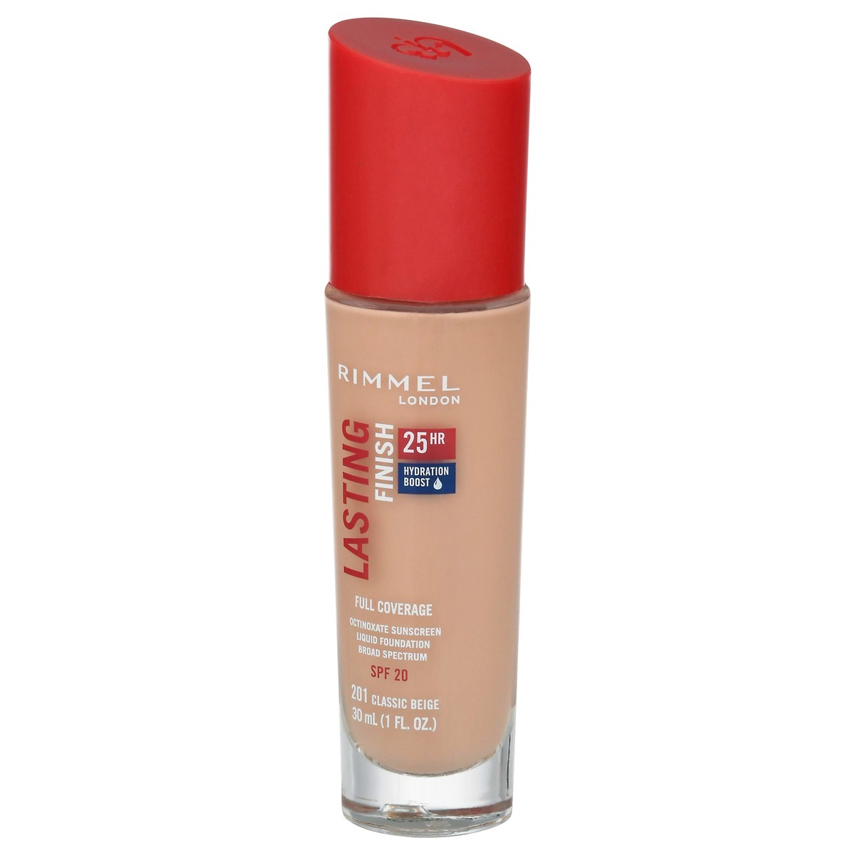 slide 3 of 13, Rimmel London Broad Spectrum SPF 20 Classic Beige 201 Lasting Finish Full Coverage Liquid Foundation 1 fl oz, 30 ml