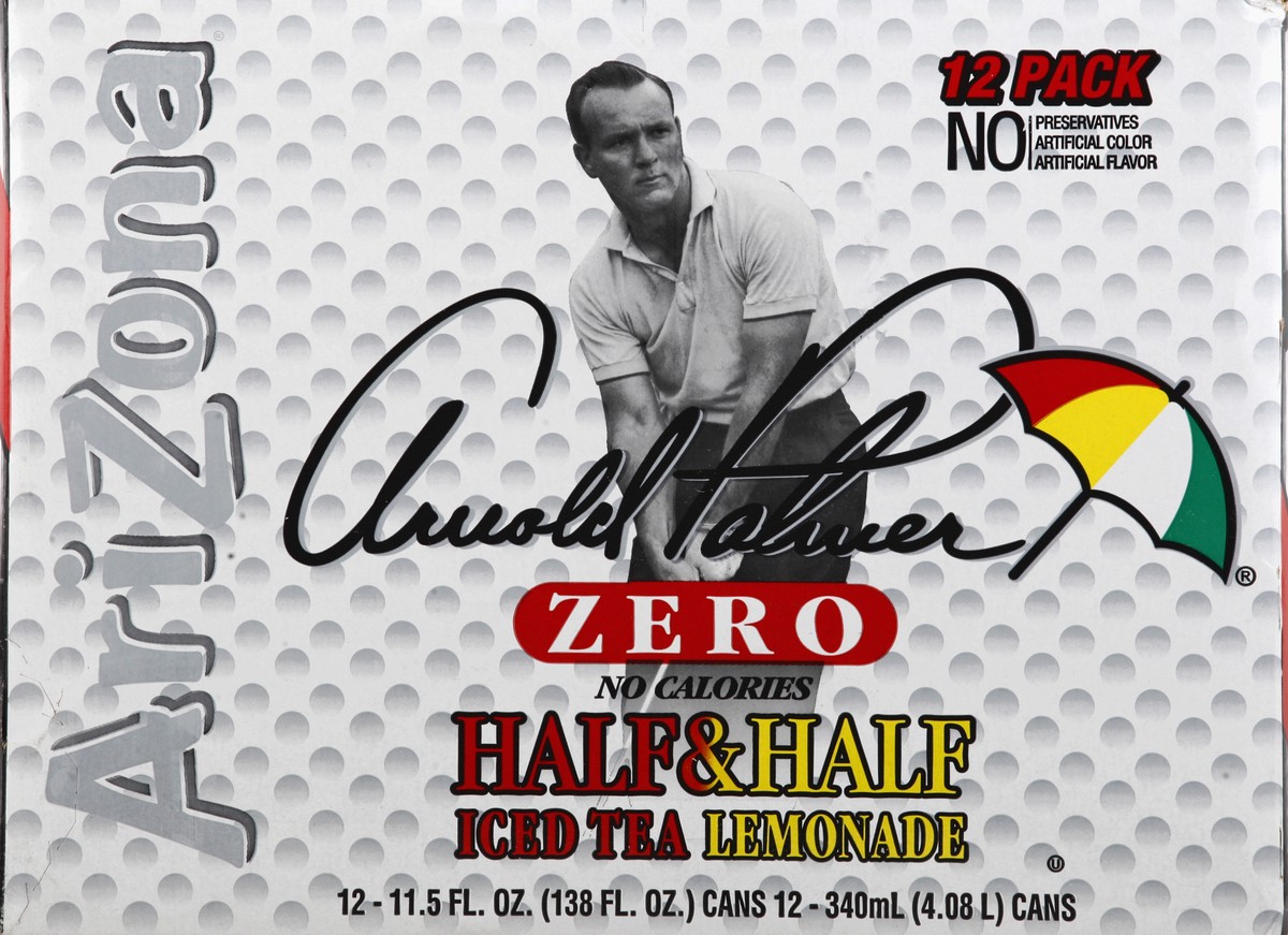 slide 2 of 7, AriZona Arnold Palmer Zero Half & Half Iced Tea Lemonade - 12 ct; 11.5 fl oz, 12 ct; 11.5 fl oz