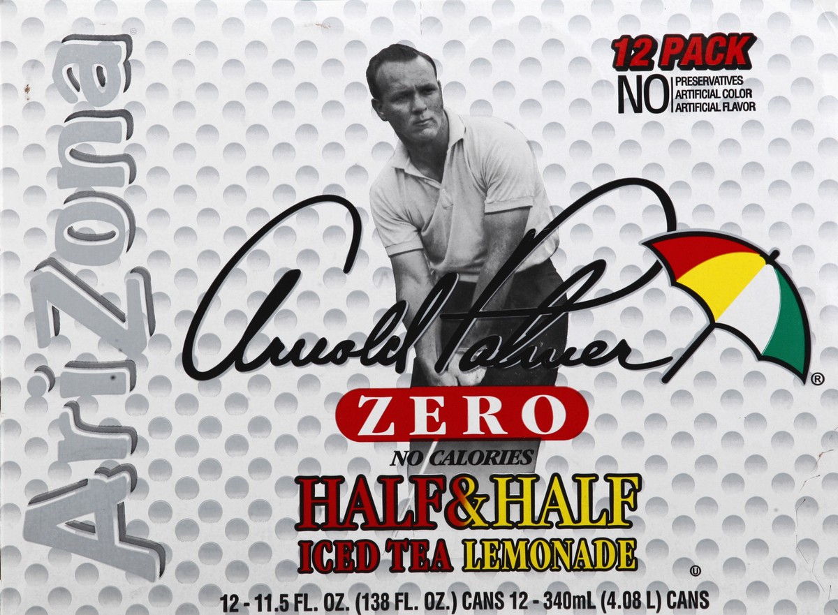 slide 5 of 7, AriZona Arnold Palmer Zero Half & Half Iced Tea Lemonade - 12 ct; 11.5 fl oz, 12 ct; 11.5 fl oz