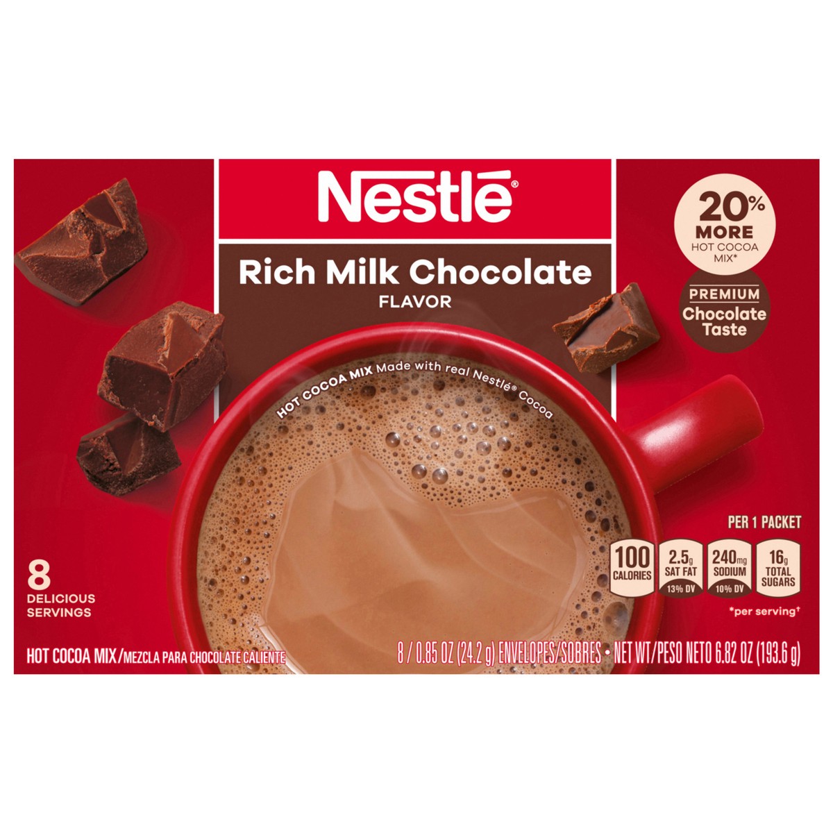 slide 1 of 9, Nestle Hot Cocoa Rich Milk Chocolate Flavored Mix Powder- 6.83 oz, 8 ct