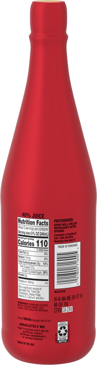 slide 3 of 5, Welch's Sparkling Red Grape Juice - 25.4 fl oz Glass Bottles, 25.4 fl oz