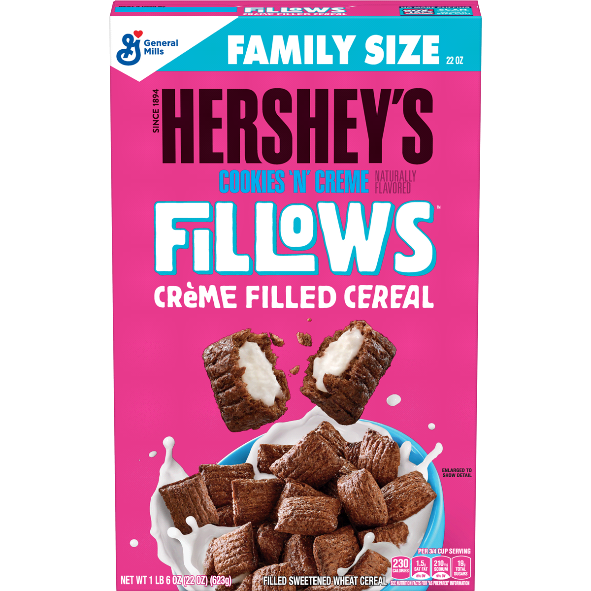 slide 1 of 6, General Mills Hershey's Cookies And Cream Fillows Cereal, 22 oz