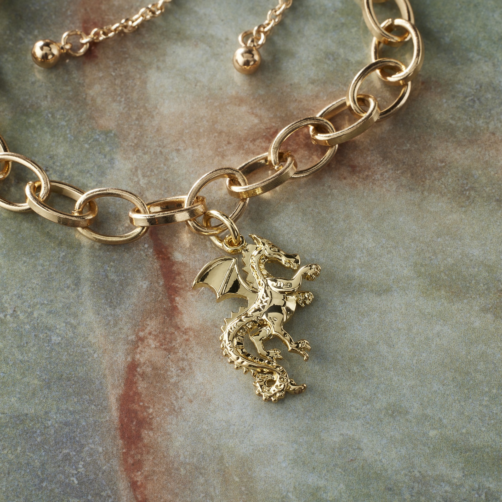 slide 3 of 5, 14k Gold Plated Dragon Charm By Bead Landing, 1.1 in x 0.66 in x 0.16 in