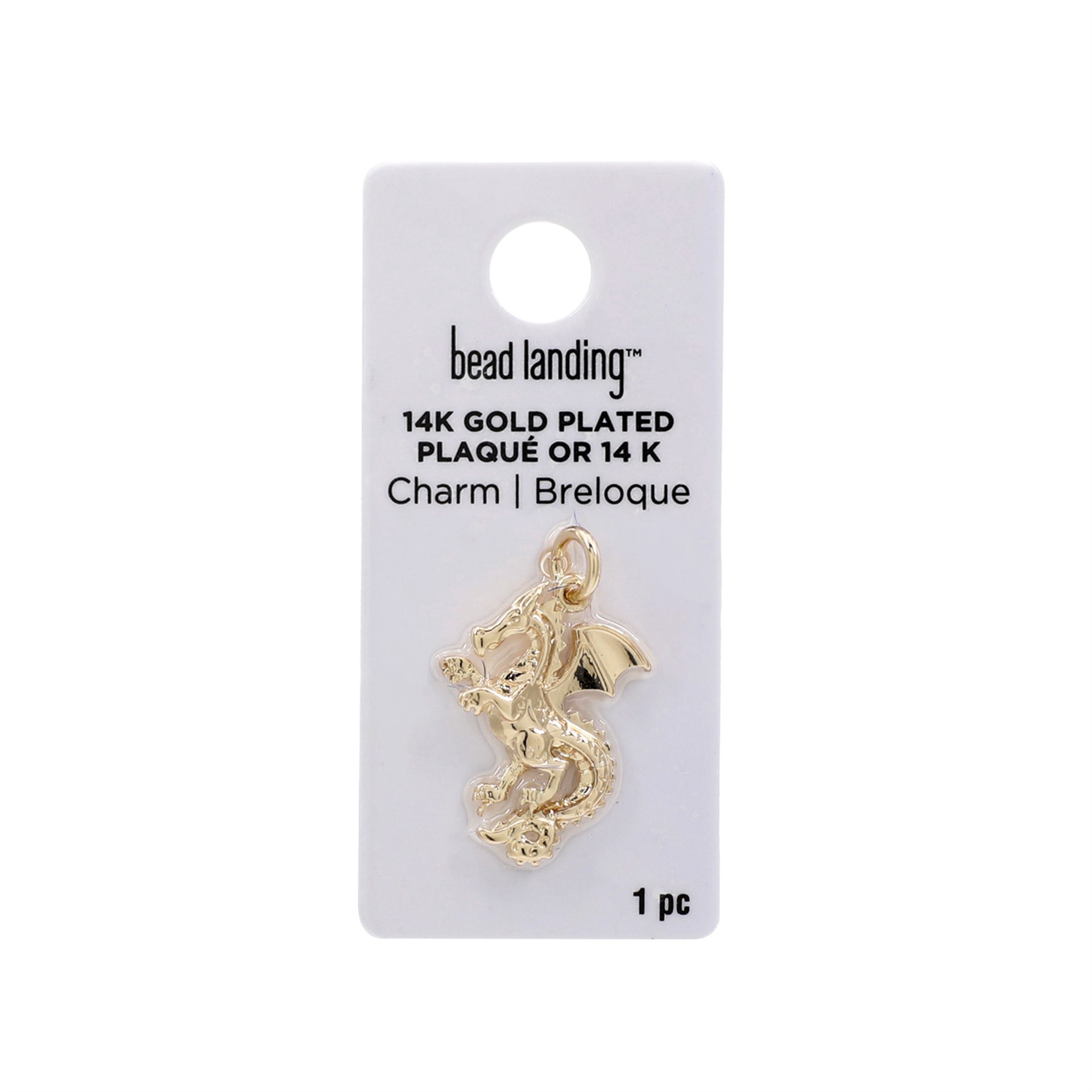 slide 4 of 5, 14k Gold Plated Dragon Charm By Bead Landing, 1.1 in x 0.66 in x 0.16 in