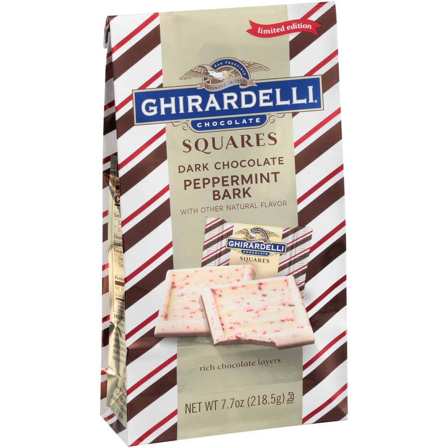 slide 1 of 9, Ghirardelli Dark Chocolate Peppermint Bark Chocolate Squares, 7.7 oz