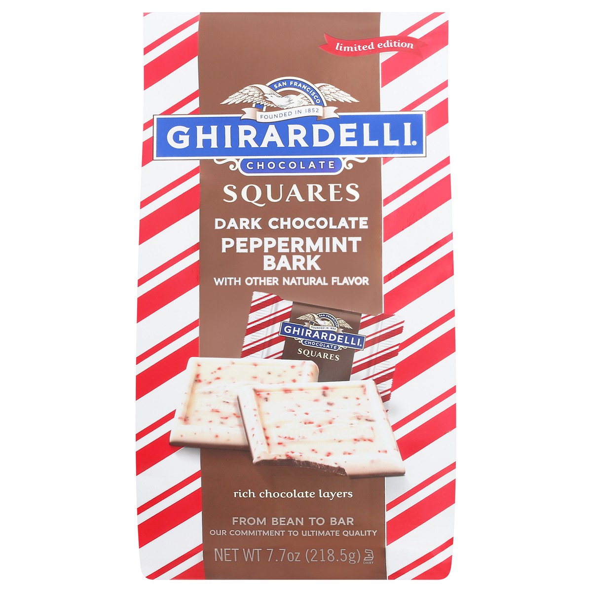 slide 1 of 9, Ghirardelli Dark Chocolate Peppermint Bark Chocolate Squares, 7.7 oz