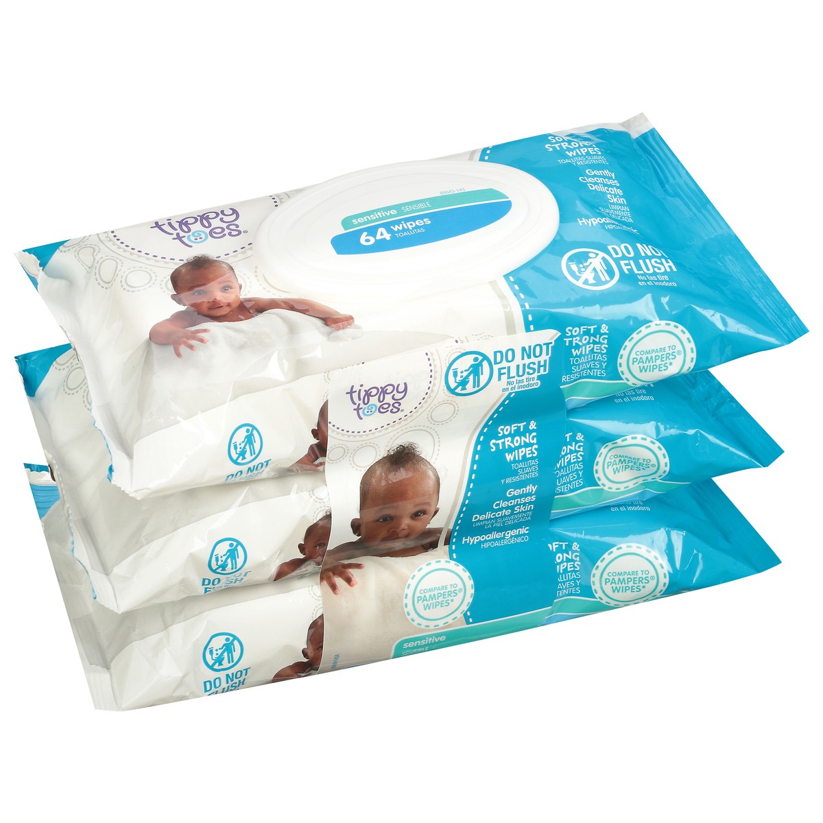 slide 5 of 10, Tippy Toes Tippy Bby Wipe Sens 3Pk, 3 ct