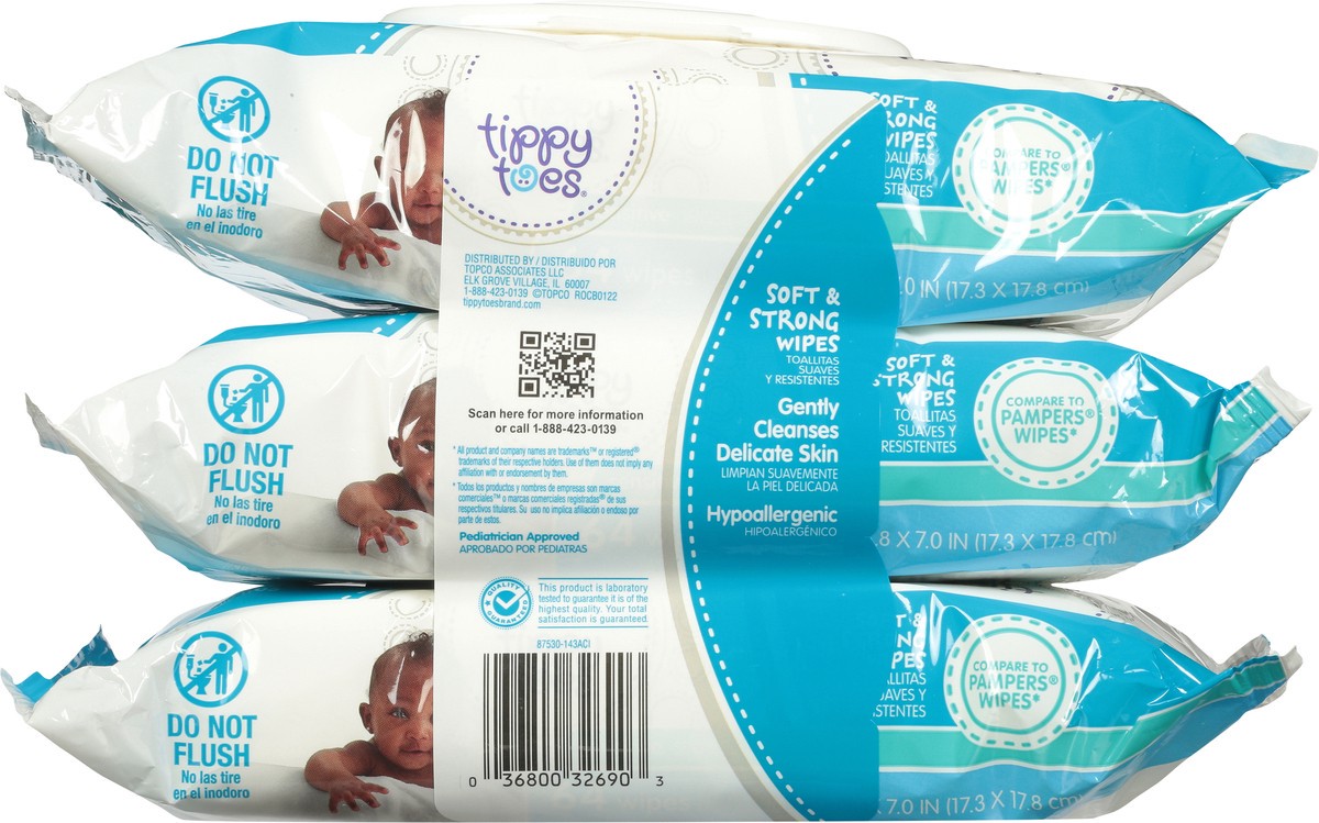 slide 9 of 10, Tippy Toes Tippy Bby Wipe Sens 3Pk, 3 ct