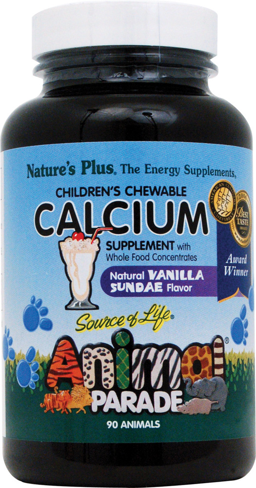 slide 1 of 1, Nature's Plus Source of Life Animal Parade Childrens Calcium Vanilla Sundae Flavor Tablets, 90 ct