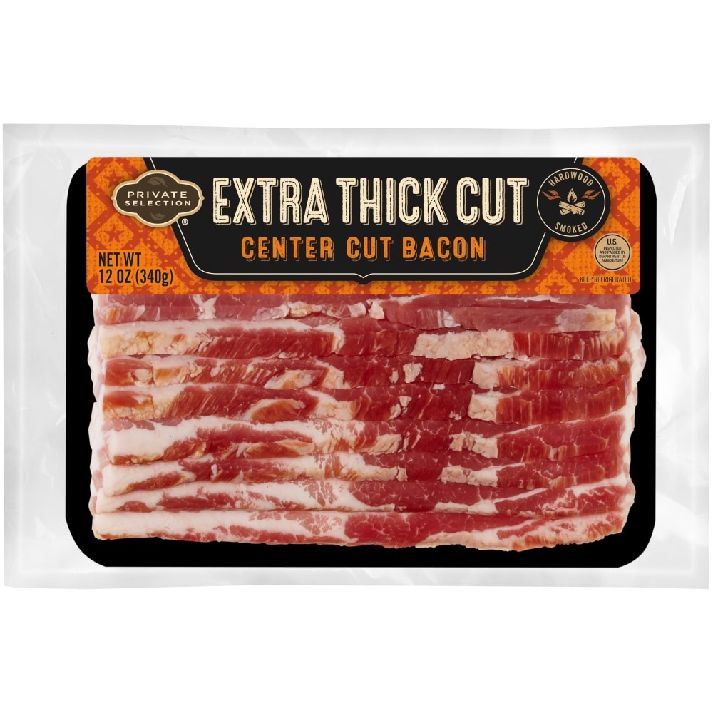 slide 1 of 1, Private Selection Extra Thick Center Cut Bacon, 12 oz