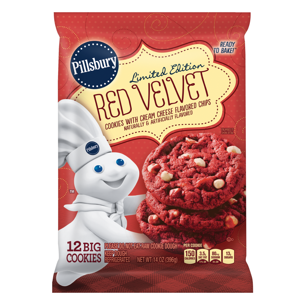 slide 1 of 1, Pillsbury Red Velvet Cookies with Cream Cheese Flavored Chips, 14 oz