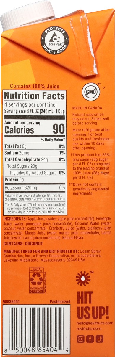 slide 3 of 13, Revl Fruits REVL 32oz 100% Juice Pineapple Mango, 32 fl oz