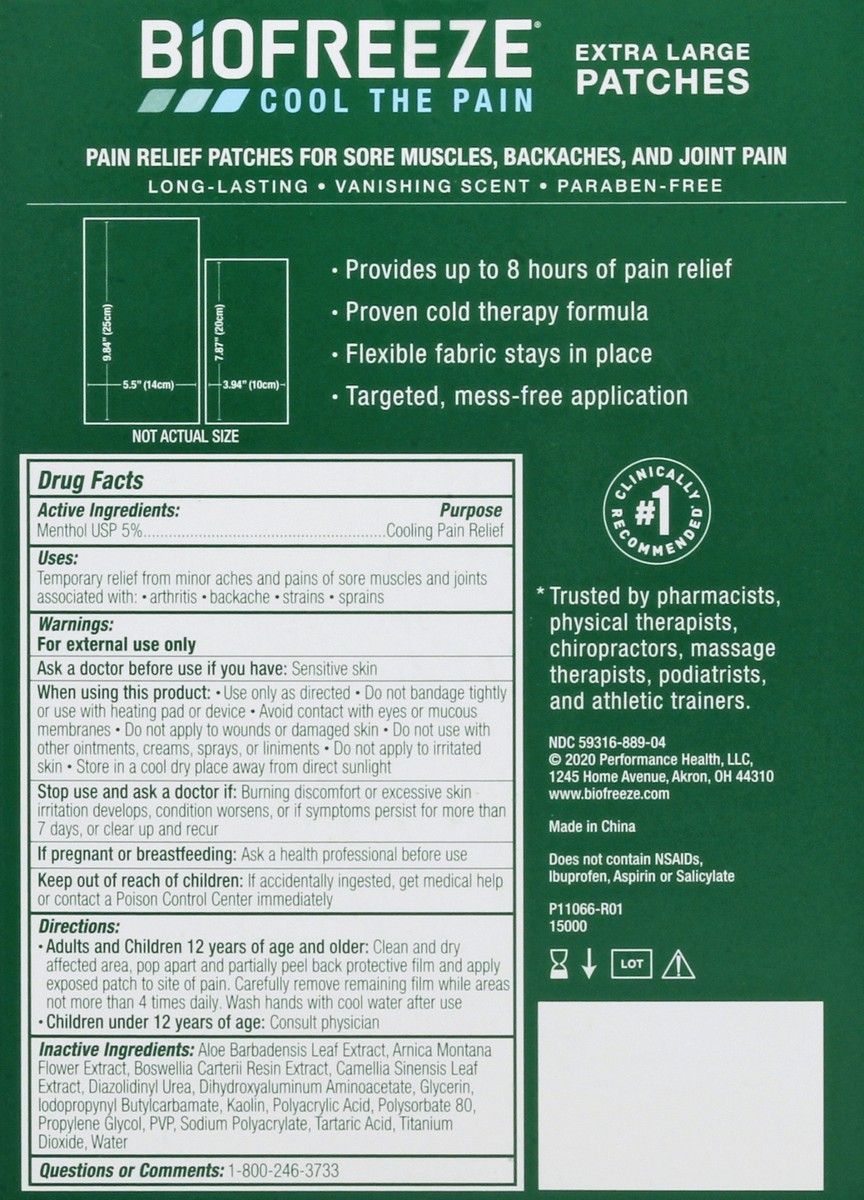 slide 8 of 9, Biofreeze Extra Large Pain Relief Patches 1 ea, 1 ct