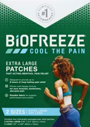 Biofreeze XL Menthol Pain Relieving Patches, 4 Patches 2 Sizes Up To 8 Hours Of Long Lasting Pain Relief Associated With Sore Muscles, Arthritis, Simple Backaches, And Joint Pain (Packaging May Vary)