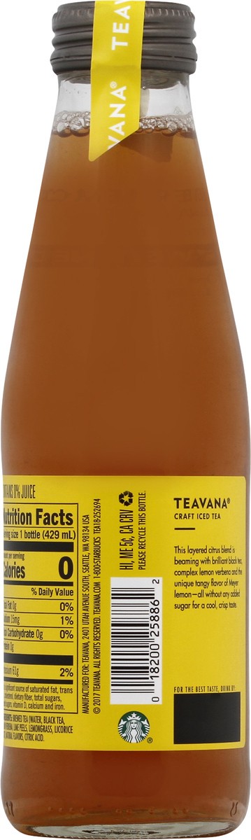 slide 3 of 8, Teavana Craft Iced Tea, Zero Calorie Unsweetened Meyer Lemon Black Tea, 14.5 fl. oz. Bottle, 14.50 fl oz