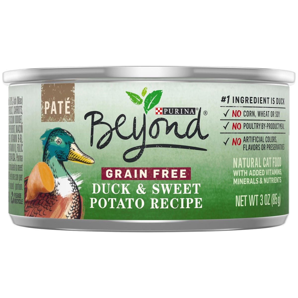 slide 3 of 7, Beyond Purina Beyond Grain Free Canadian Duck and Sweet Potato Recipe Wet Cat Food Pate - 3 oz. Can, 3 oz