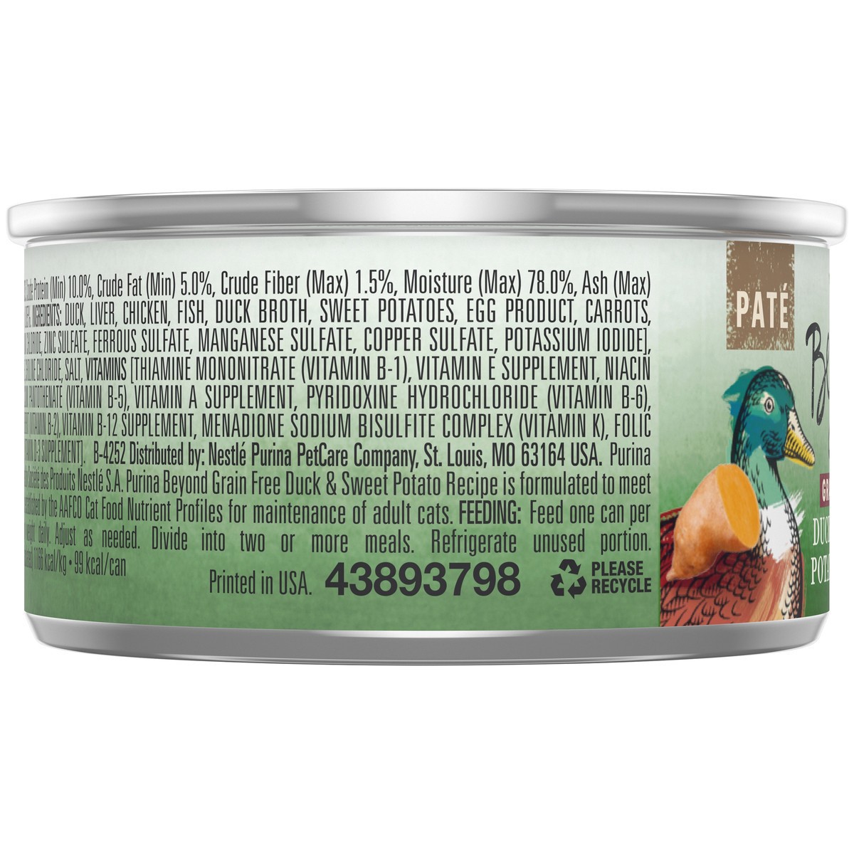 slide 2 of 7, Beyond Purina Beyond Grain Free Canadian Duck and Sweet Potato Recipe Wet Cat Food Pate - 3 oz. Can, 3 oz