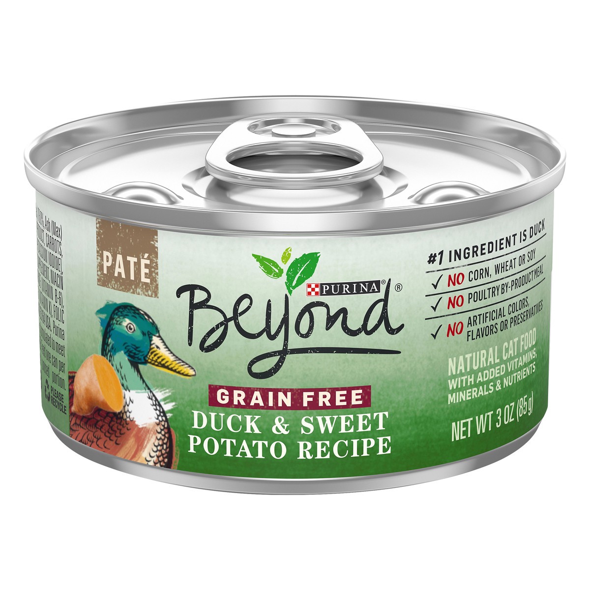 slide 1 of 7, Beyond Purina Beyond Grain Free Canadian Duck and Sweet Potato Recipe Wet Cat Food Pate - 3 oz. Can, 3 oz